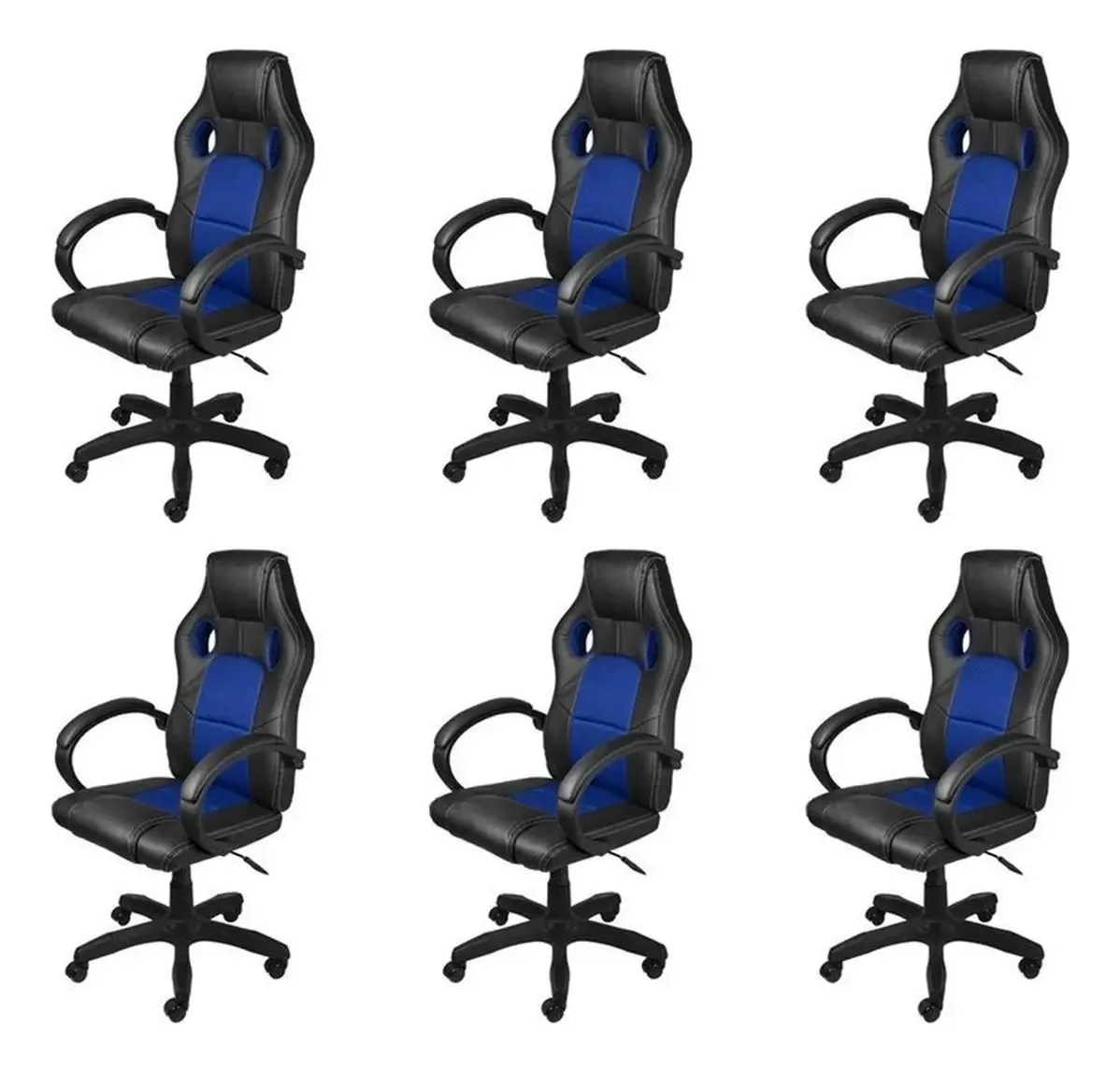 Kit 6 Cadeiras Gamer Com Relax E Braço Estofado Afwt