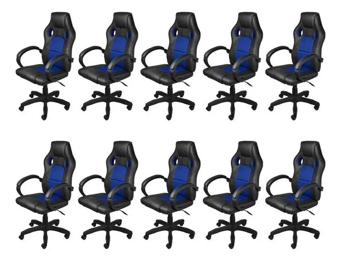 Kit 10 Cadeiras Gamer Com Relax E Braço Estofado Raptor Wt