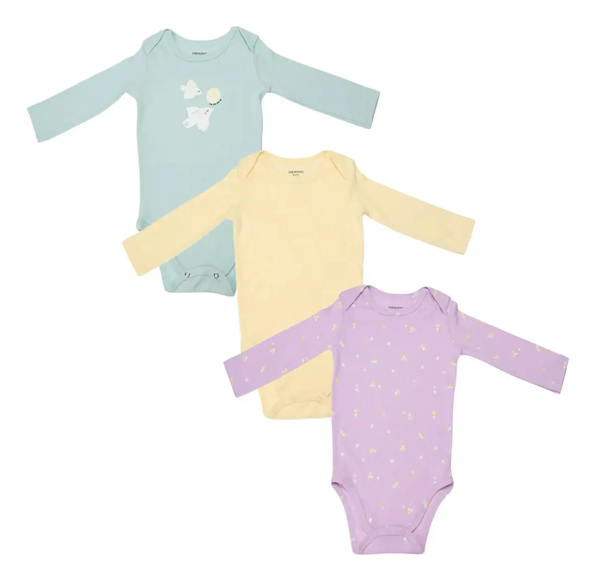 Kit 3 Bodies Bebês Algodão Hering Kids Cor Multicolorido Tamanho 18