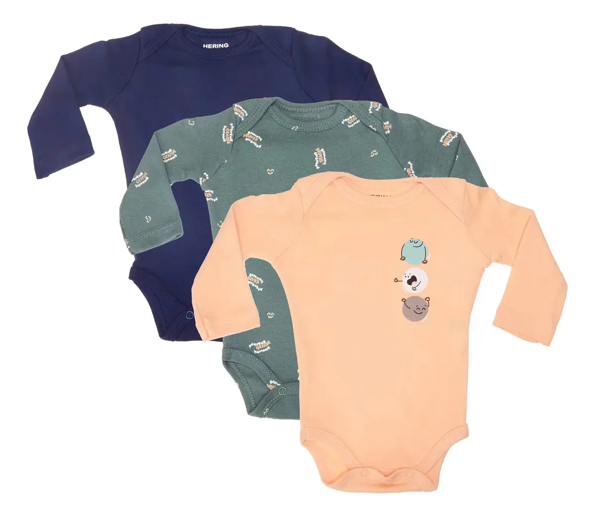 Kit 3 Bodies Bebês Algodão Hering Kids Cor Multicolorido Tamanho 6