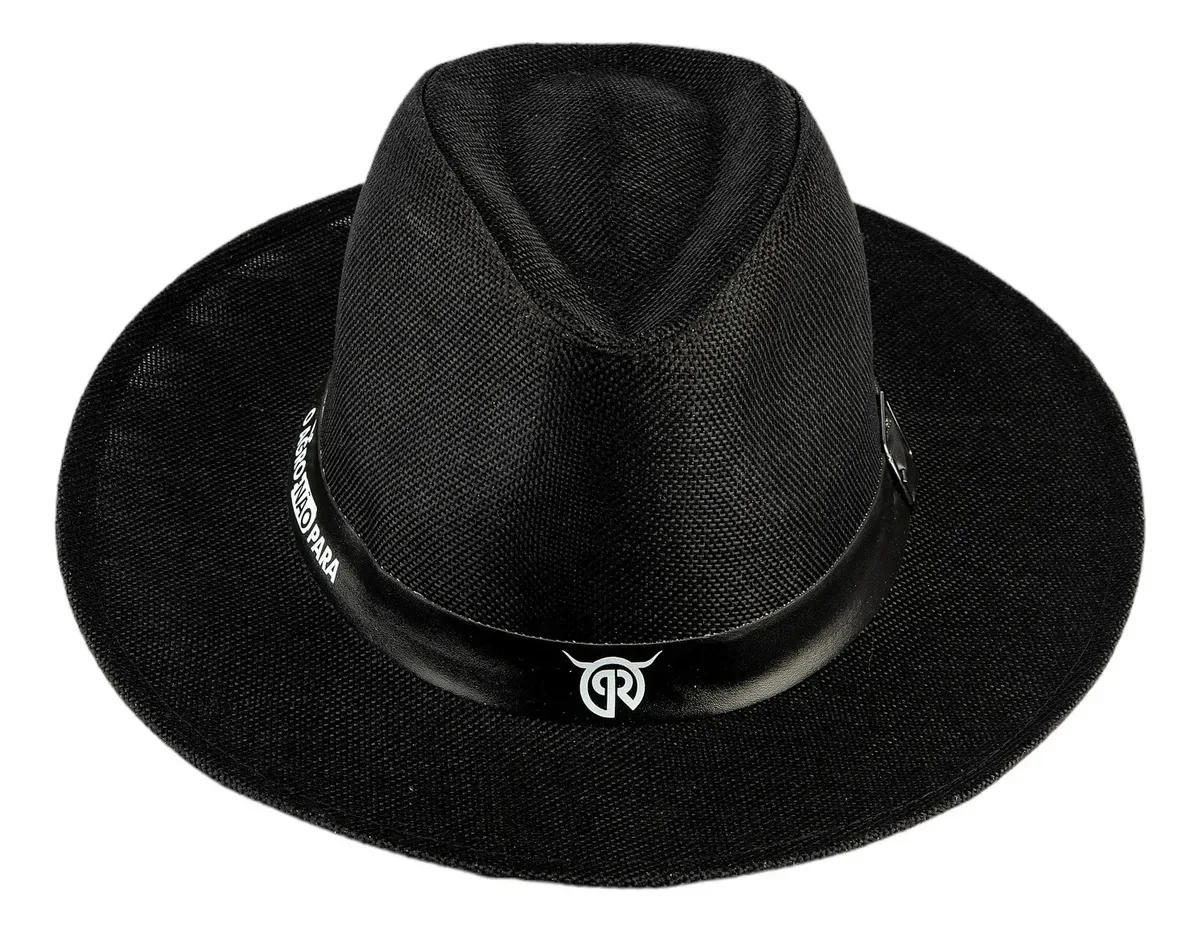 Chapéu Fibra De Bambu O Agro Não Para Pecuária Rural Cor Preto Black Tamanho 62 Cm - Gg