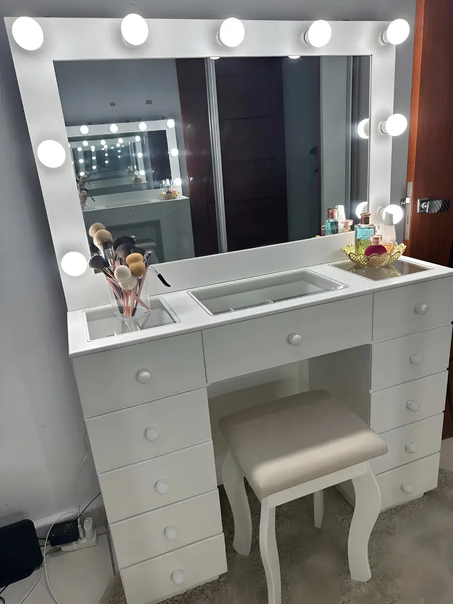 Penteadeira Camarin Branca Com Espelho