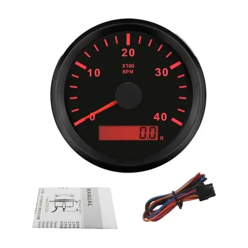 Eling Tacômetro à Prova d'Água Contador de RPM Medidor com Horímetro 0-4000 RPM 85 mm 9-32 V com Iluminação de Fundo