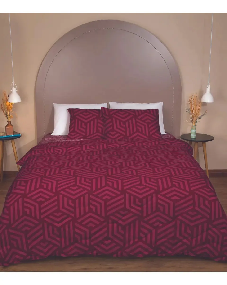Edredom Estampado Harmonia Solteiro Lepper Vermelho
