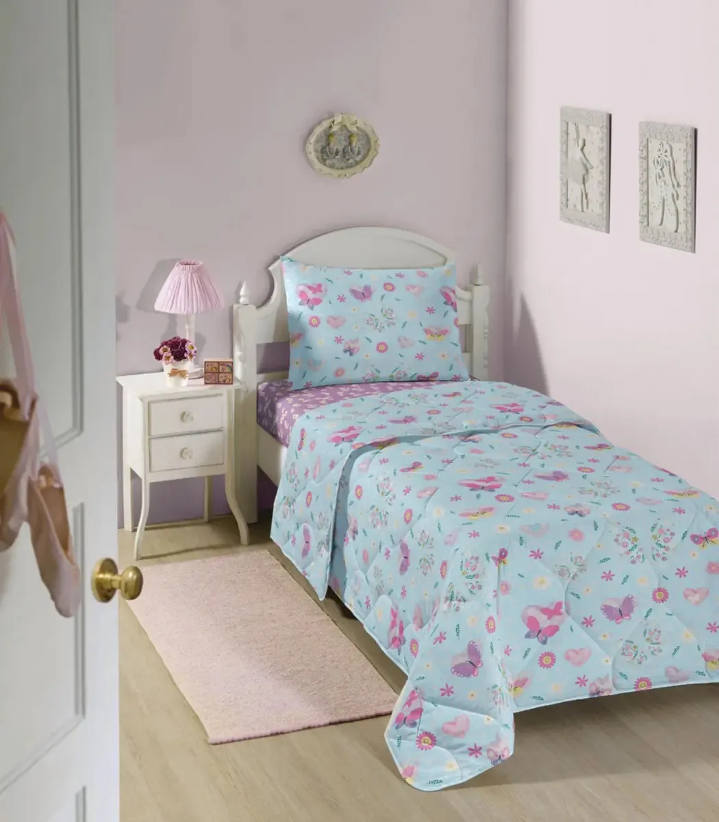 Edredom Infantil Solteiro Estampado Lepper Azul