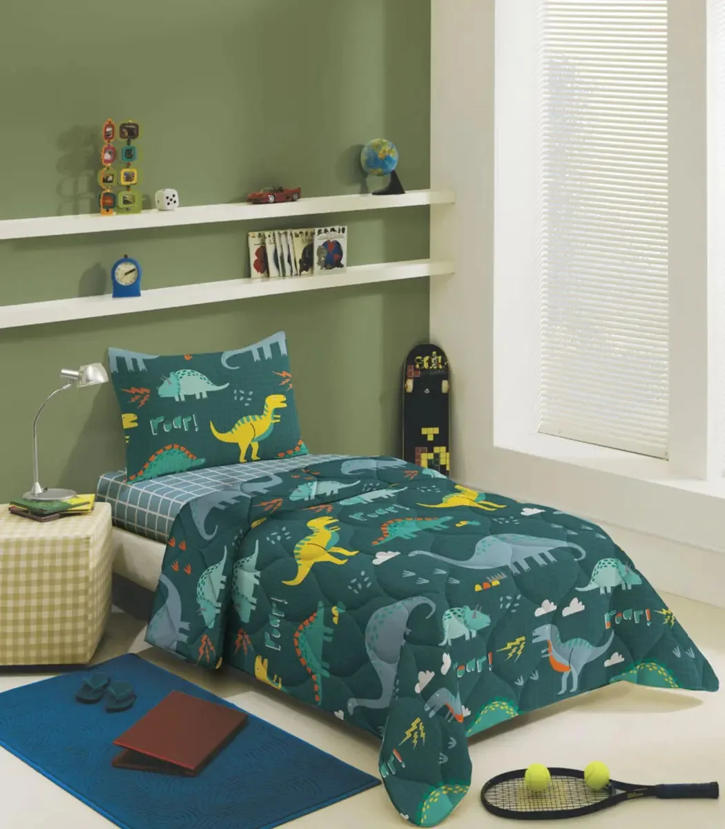 Edredom Infantil Solteiro Estampado Lepper Verde