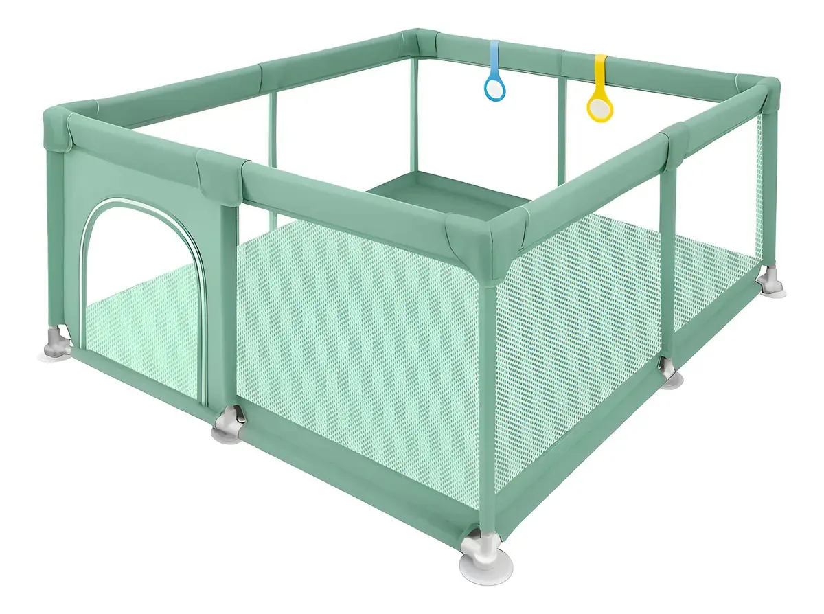 Cercadinho De Bebê Playpen Chiqueirinho Infantil 127x127cm Cor Verde-claro