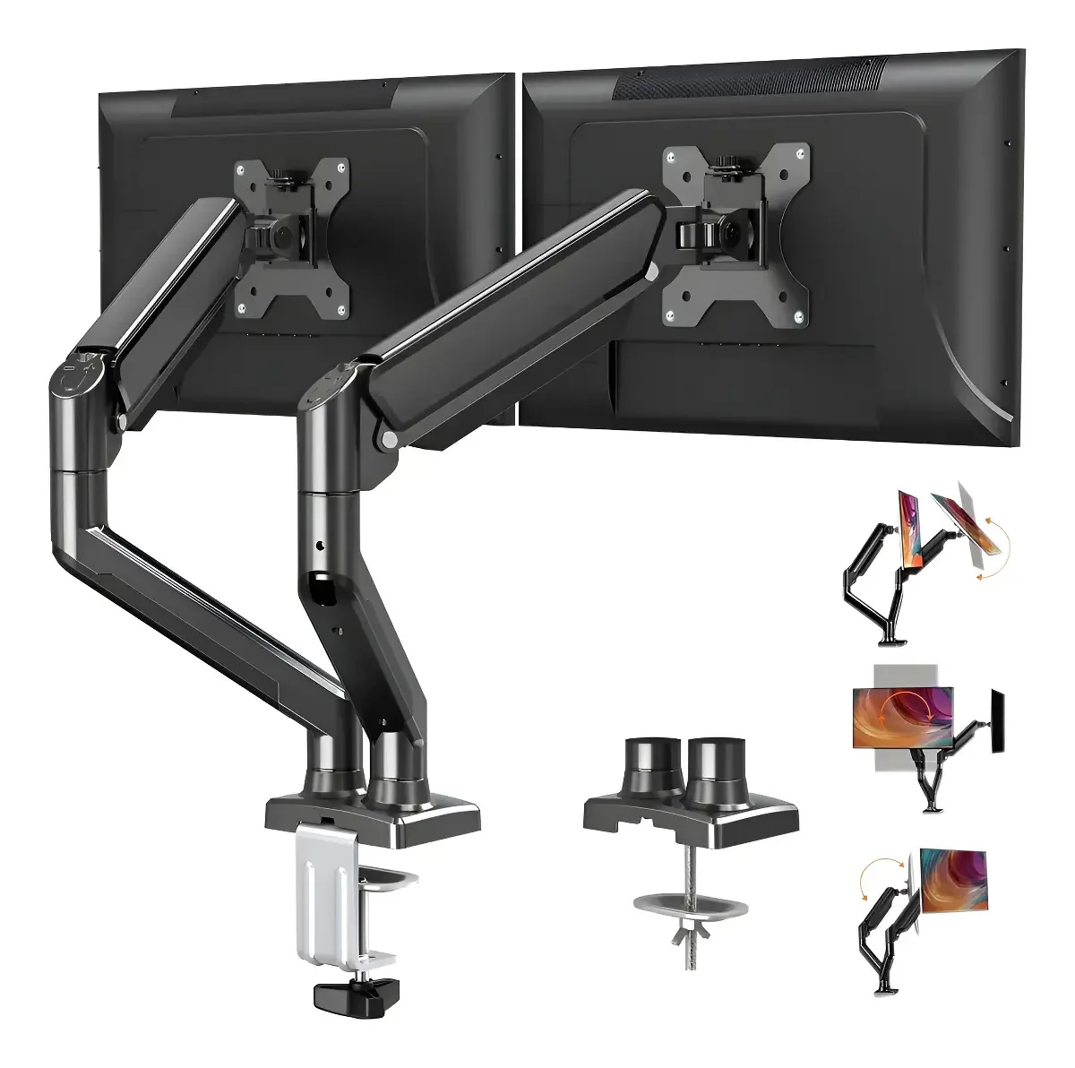 Gold Care® Suporte Mesa Dois Monitores Braço Tv Articulado Home Office Para Monitores De 10"- 32" Com Peso Máximo De 10kg Em Cada Braço,Ajustável,Durável e estável,cor Preto