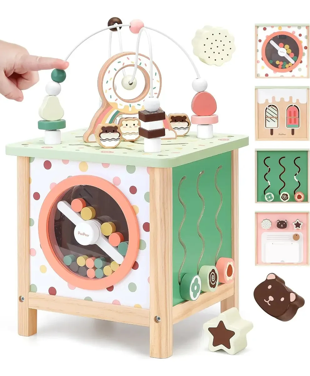 Pairpear Wooden Activity Bucket Montessor Toys