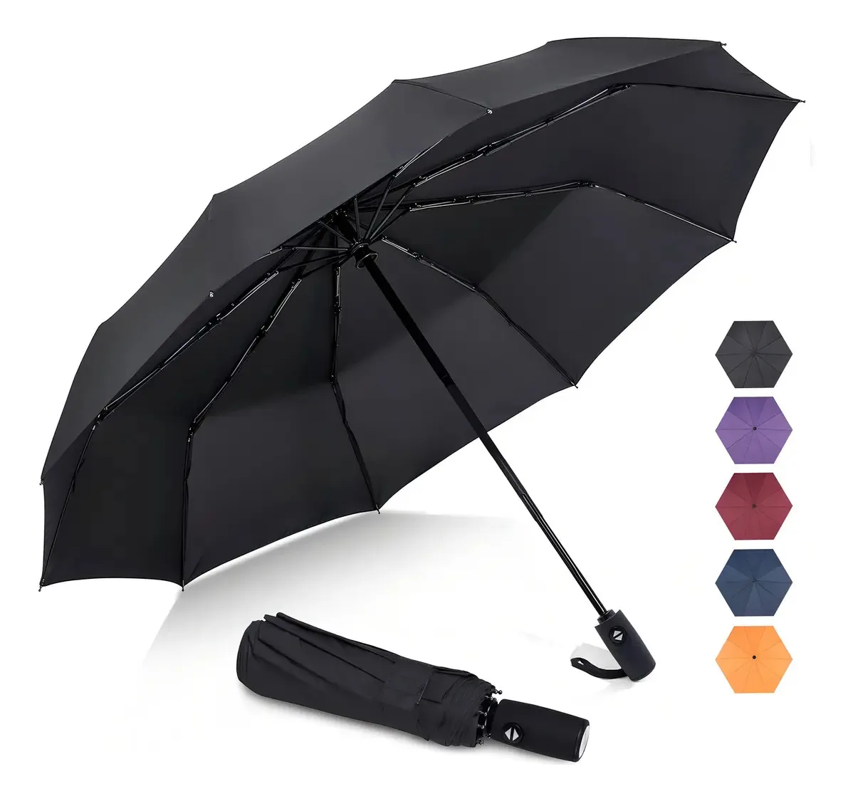 Guarda-chuva de viagem compacto Zomake Guarda-chuva dobrável da. Cor Preto
