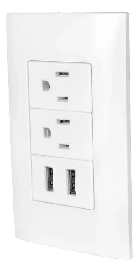 Placa armada com 2 tomadas e porta USB, 120 V~ - 250
