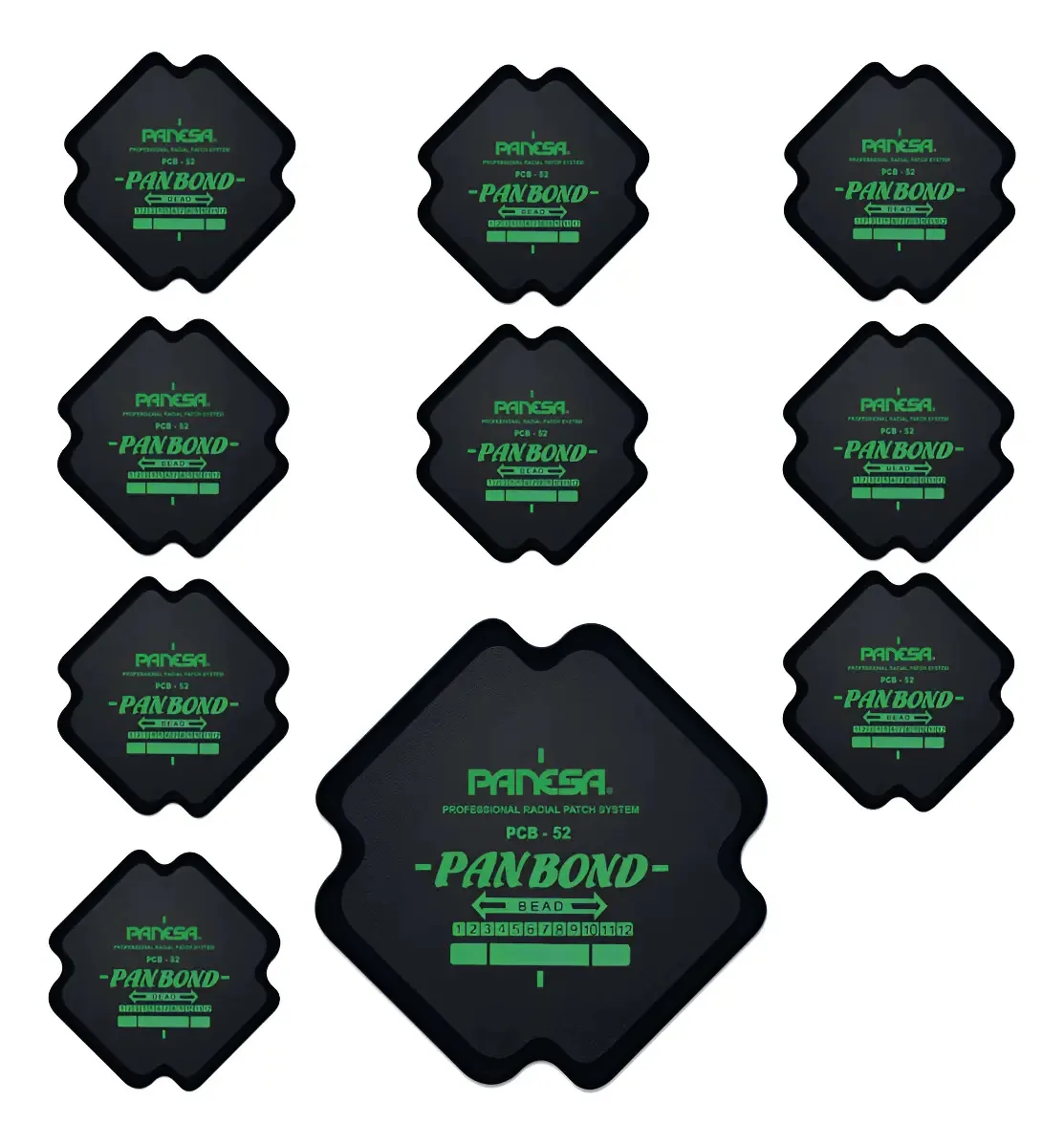 10 peças de adesivos de pneus convencionais Panesa Pcb-52 de 140 mm