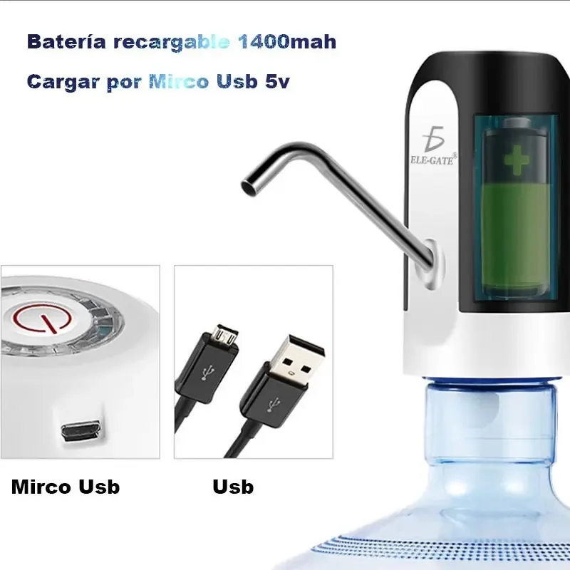 Bomba dispensadora de água elétrica recarregável automática