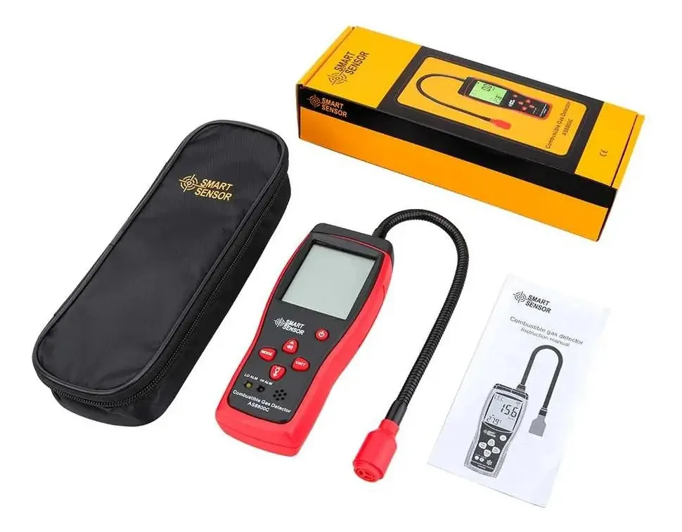 Detector de vazamento digital: gás natural, propano, combustíveis, cor preta