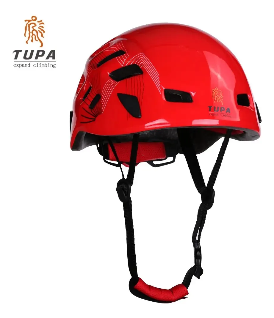 Capacete protetor para escalada de rapel, alpinismo, tirolesa, cor vermelha