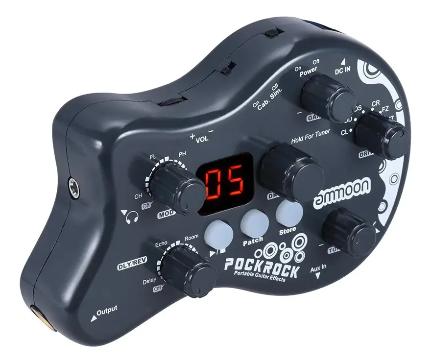 Pedaleira Digital Ammoon Multiefeitos 5 Efeitos LCD Cinza Guitarra