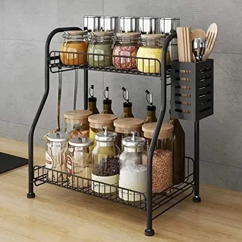 Prateleira de piso de 2 camadas para cozinha Spice Racks
