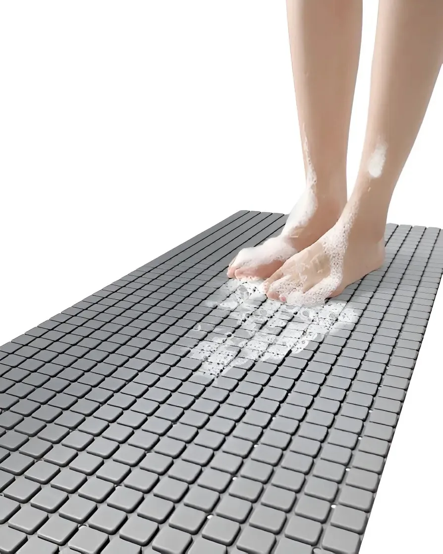 Tapete de banho antiderrapante 40x100cm Grey Grid