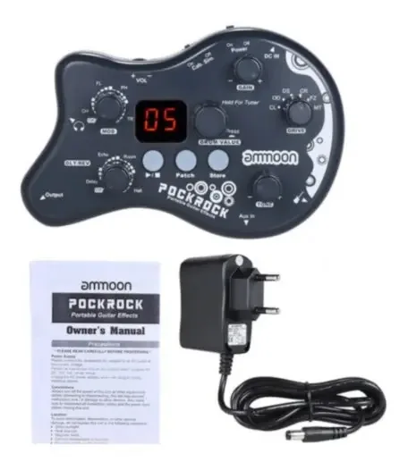 Pedaleira Multi-efeitos Ammoon PockRock 40 Ritmos Bateria Cinza