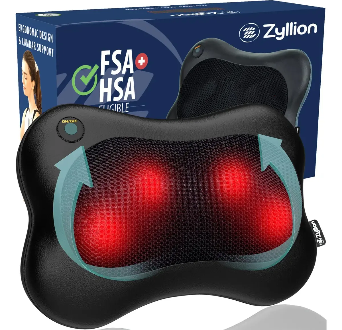 Massageador térmico 3D recarregável para costas e pescoço