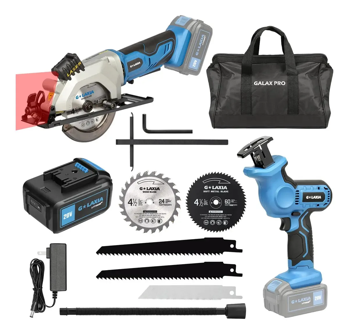 Kit de combinação de serras alternativas e circulares sem fio de 20 V