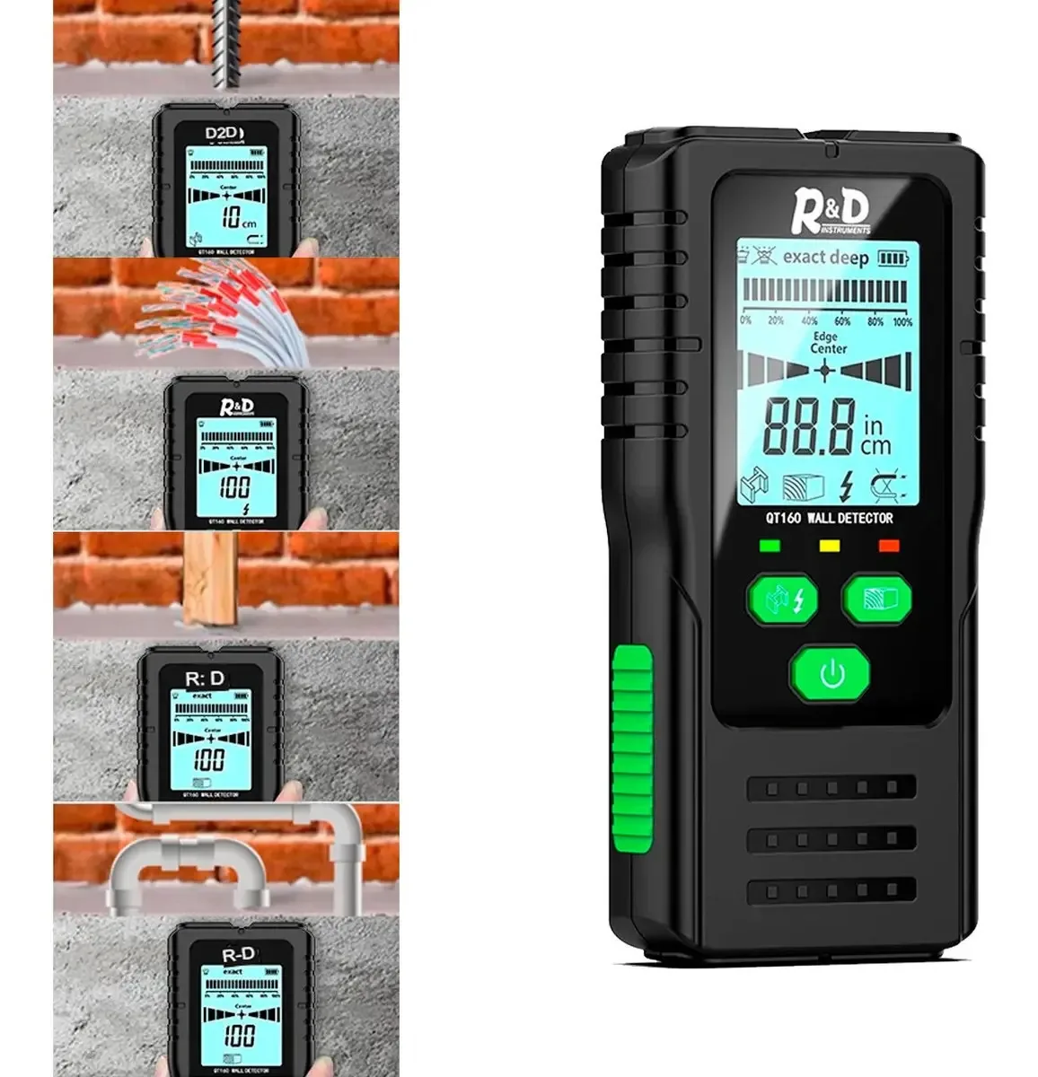 Detector Scanner De Canos Pvc Metais Madeira Parede Cor Preto