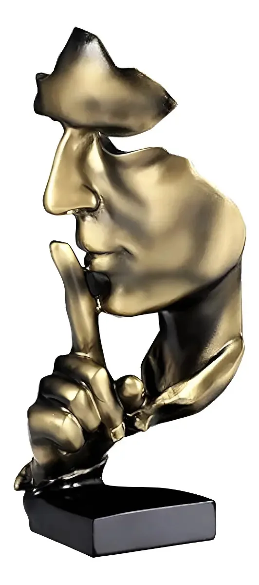 Aboxoo Estátua do Pensador, Silence Is Gold Abstract Art Figurin, Esculturas Modernas de Resina para Casa, Objetos Decorativos, Decoração de Piano para Computador para Quarto Criativo, Casa