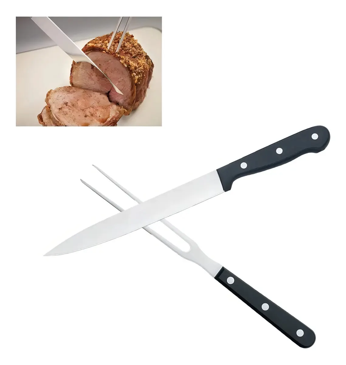 Conjunto de 2 facas para esculpir carne de perú, conjunto de 2 facas