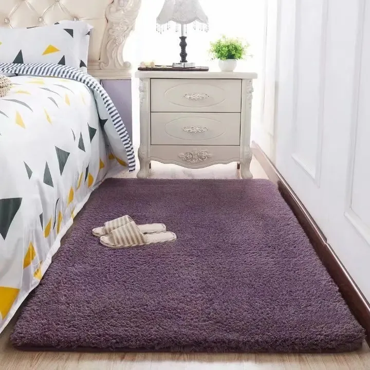 Tapetes decorativos, tapetes de pelúcia para o quarto, cor violeta