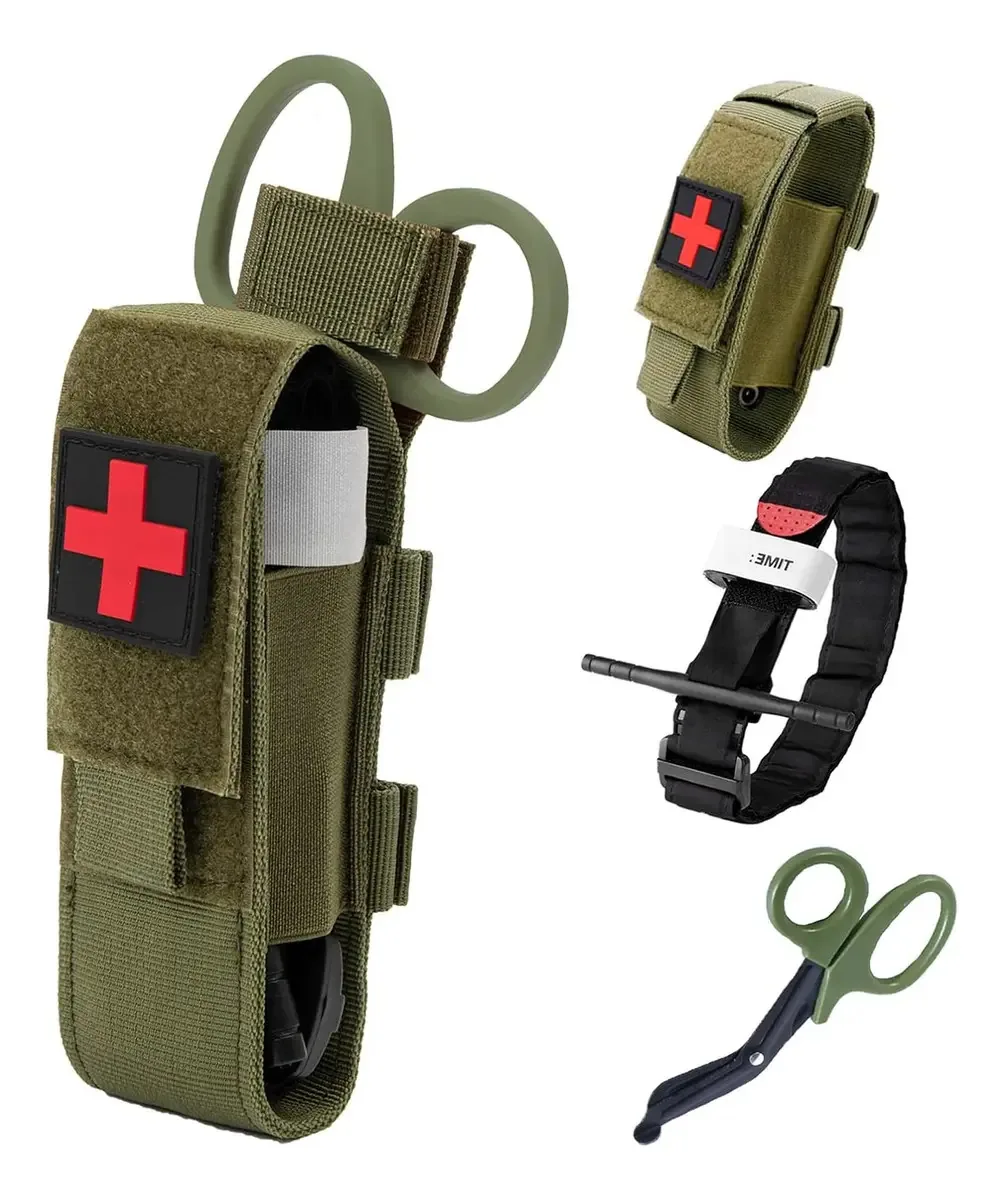 Bolsa de torniquete Molle com torniquete e Shear Green Mi