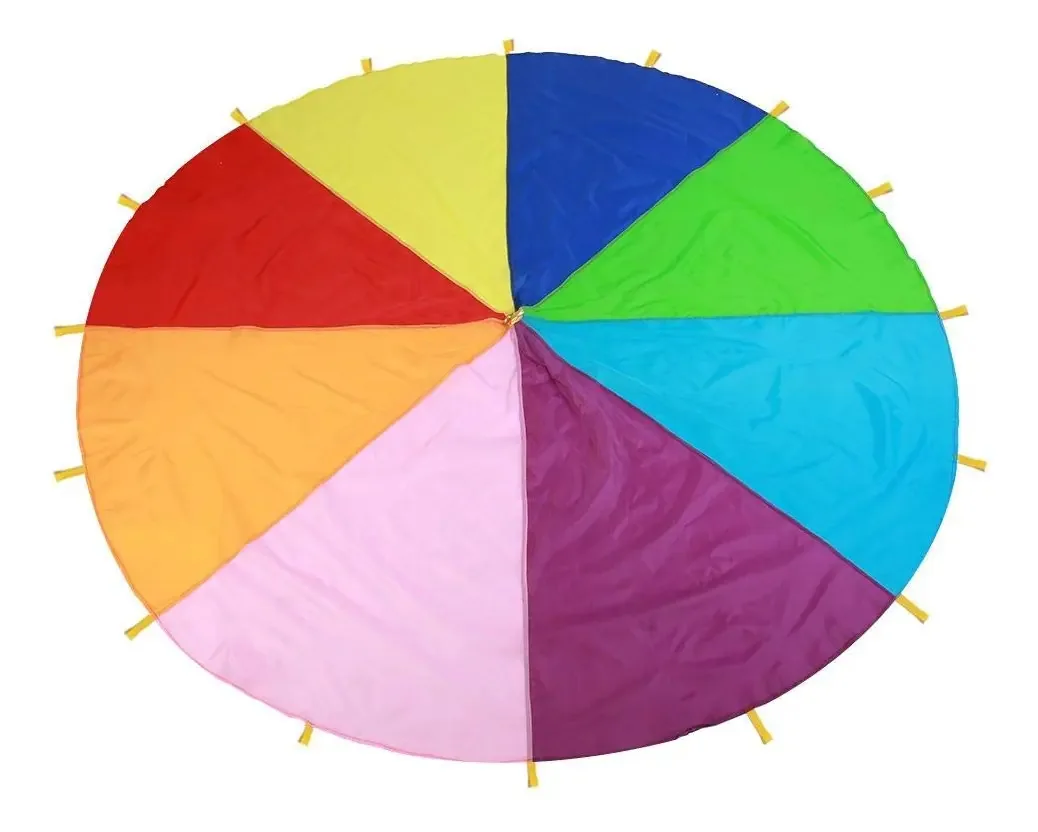 Jogue Parachute 16/24 Alças Rainbow Play Parachute Jogo de Trabalho em Equipe ao Ar Livre Treinamento de Força Corporal em Paraquedas (3,6 M)