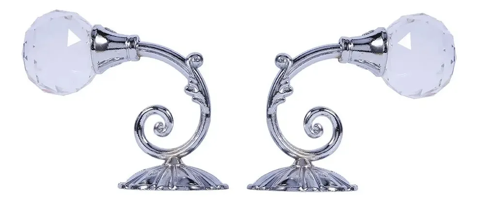 2 Peças Gancho De Cortina De Cristal E Metal Para Prendedores De Cortina (prateado)