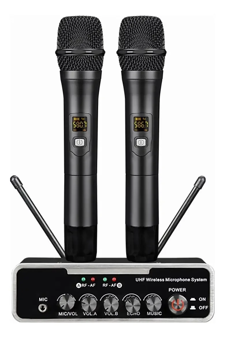 Microfones sem fio X-6 Karaoke de canal duplo