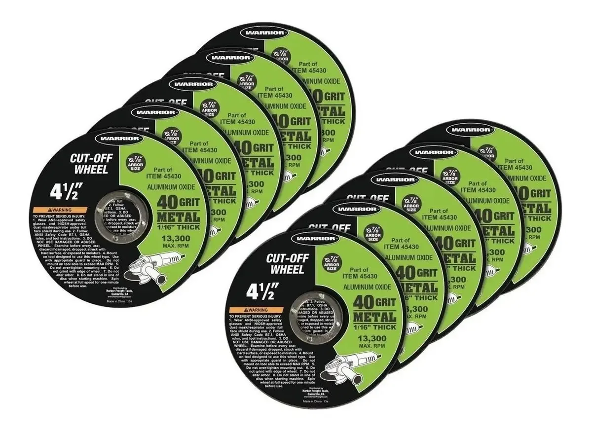 4 1/2 discos para cortar metal, cor verde