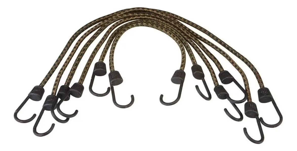 Cordões elásticos de camuflagem 6 peças de 40 libras. Design de tecido Cordões elásticos revestidos de tecido/vinil