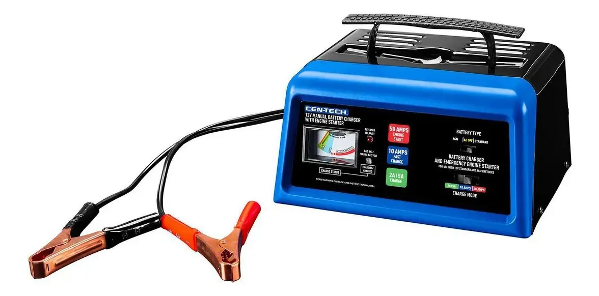 Carregador de bateria automotiva e acionador de partida