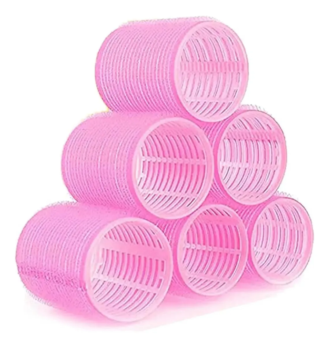 6 rolos de cabelo rosa, modeladores de cabelo, rolos. Cor: Preto