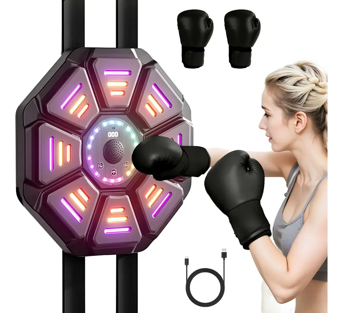 Máquina de boxe inteligente com jogos e música Bluetooth