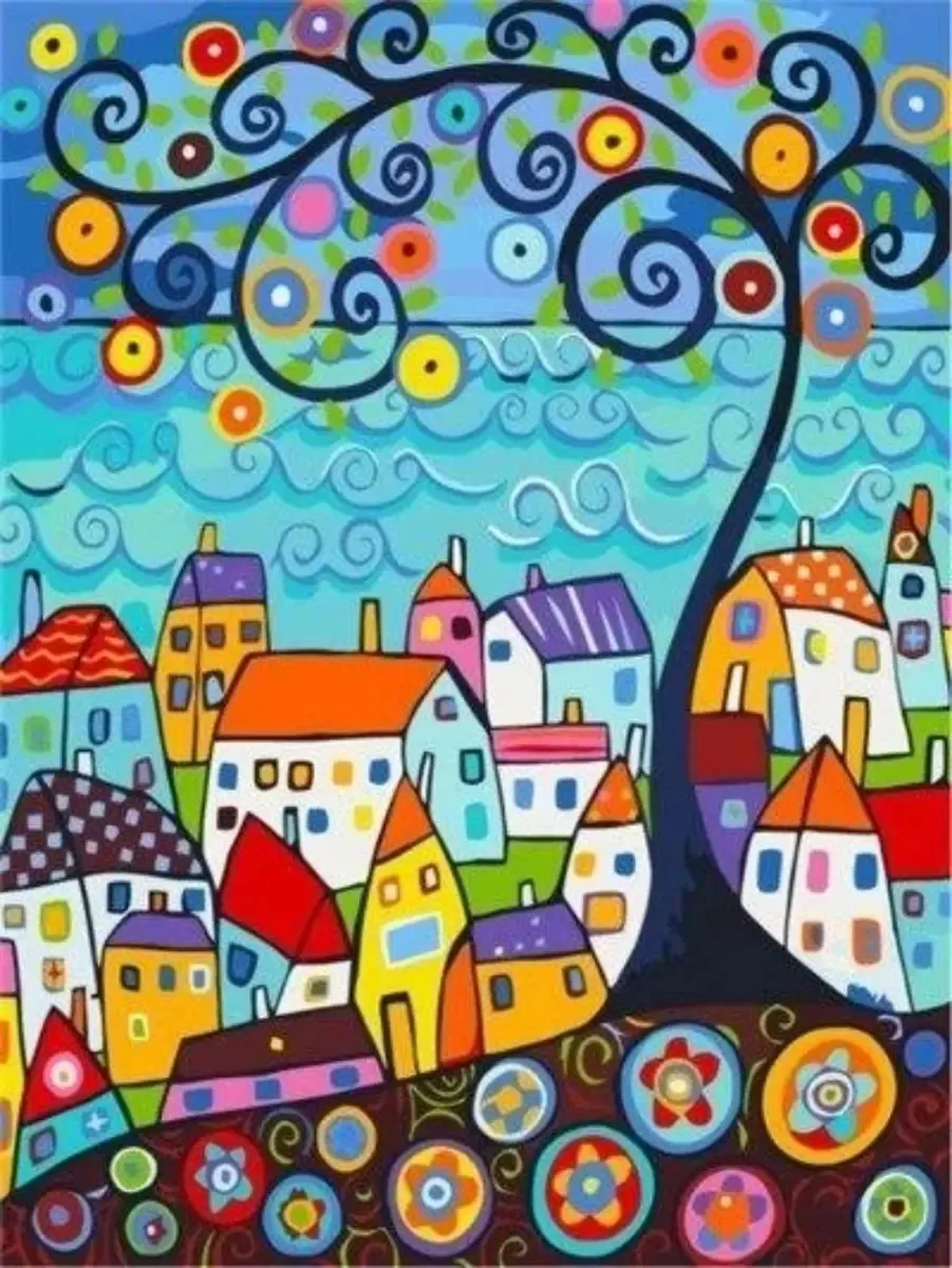 Kit de pintura de diamante 5D Casas Dibu 40x30 Diamond Paint