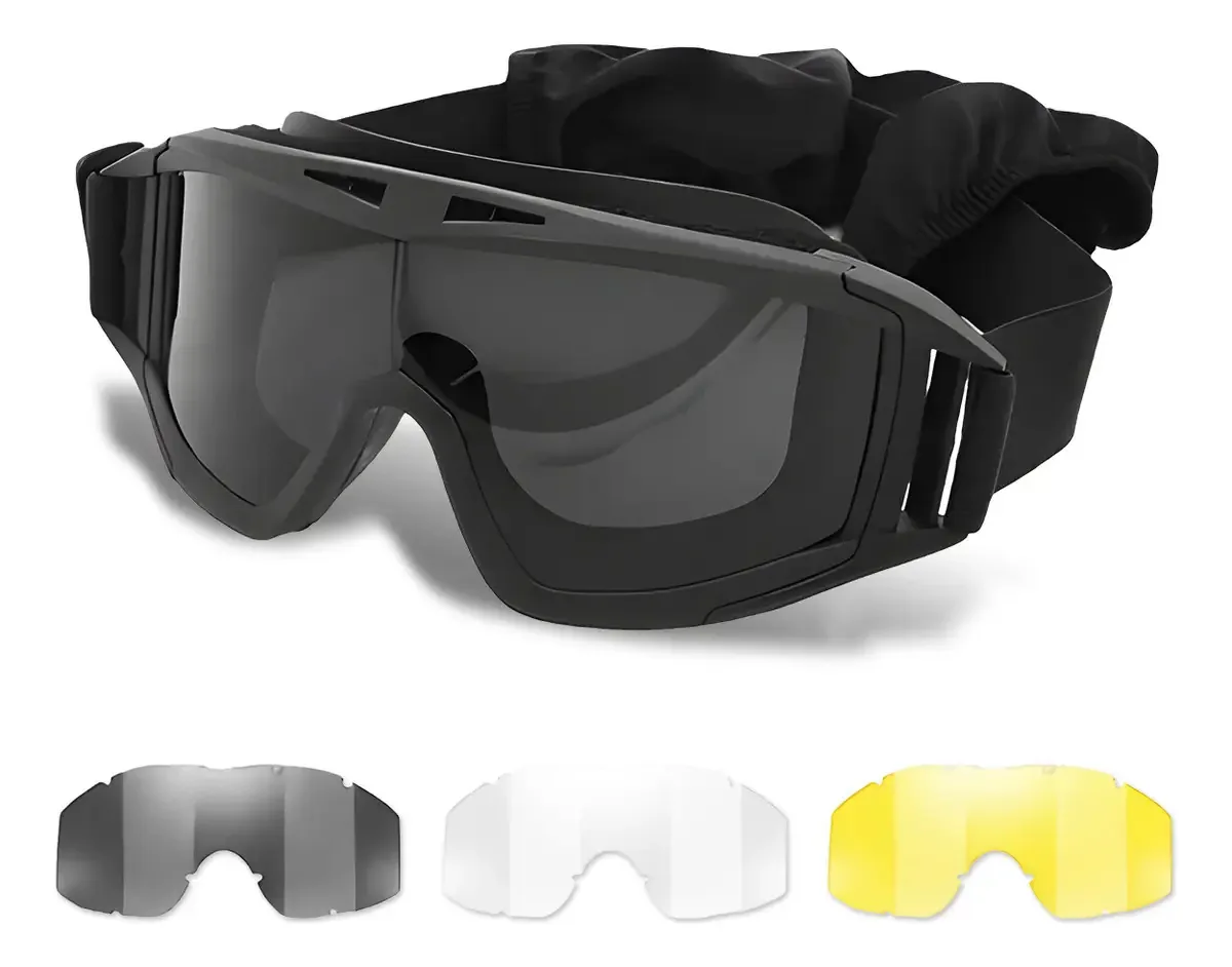 Óculos táticos Hapemein® Military Goggle com 3 lentes