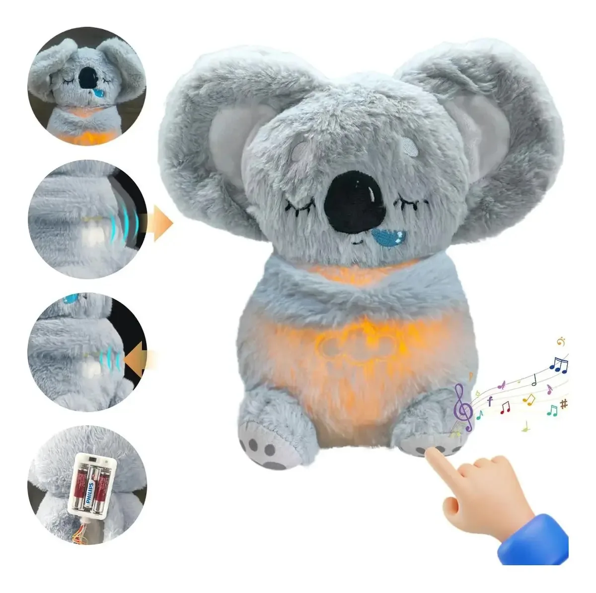 Throdiex Breathing Koala — pelúcia ansiolítica com movimentos realistas e sons relaxantes. Ideal para acalmar, dormir e momentos de estresse. Macio e reconfortante.