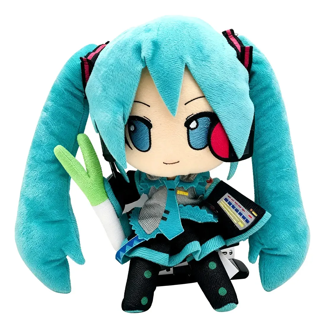 Brinquedo de pelúcia Hatsune Miku - Boneca Vocaloid com chapéu, coleção oficial. Ideal para ventiladores, displays e decoração. Detalhes autênticos e coloridos.