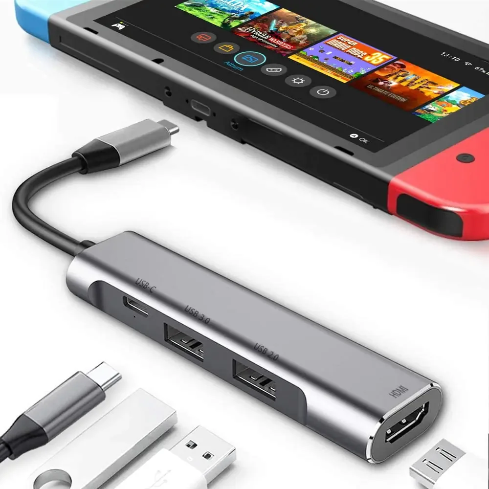Hub USB Reaka Hub USB-c com HDMI e cor prata USB