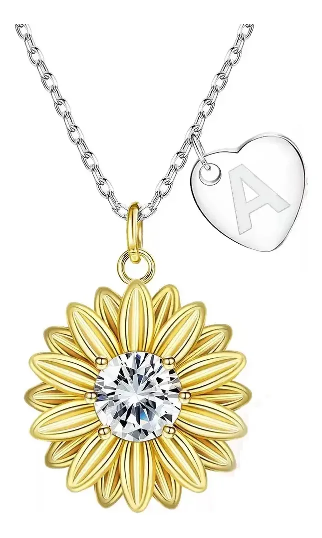 Joias femininas, colares de prata 925, colares de girassol, pingentes, cor A
