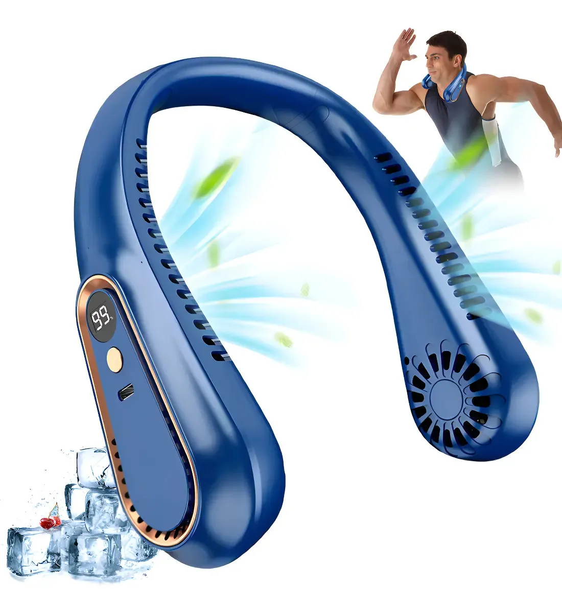 Ventilador portátil de pescoço suspenso, 5 modos USB recarregável, ventilador suspenso, ventilador de pescoço recarregável, mini ventilador USB para pescoço