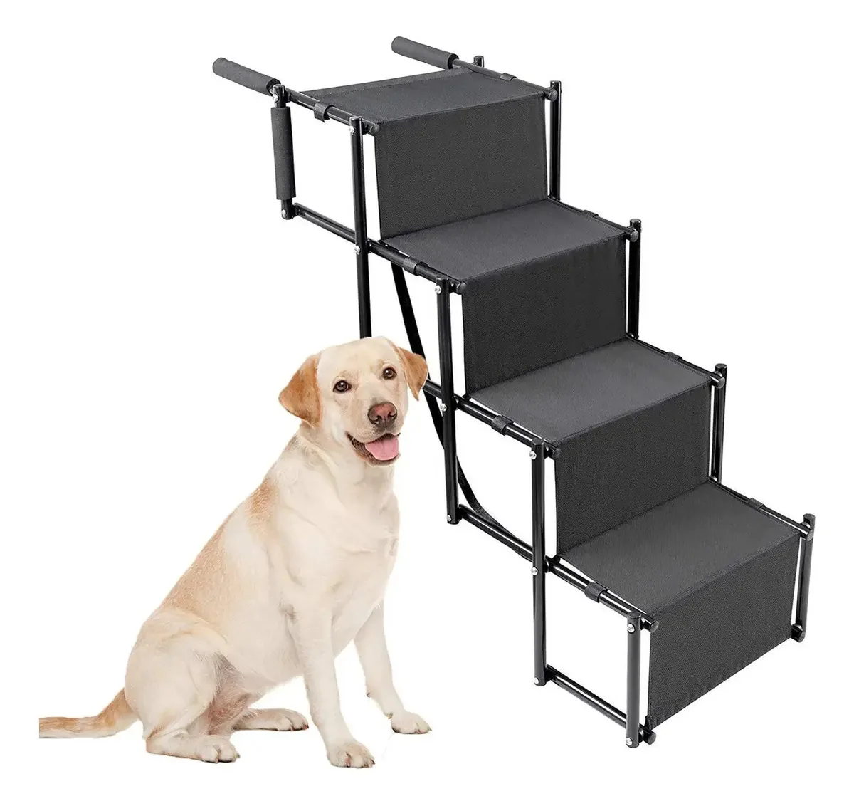 Escada de rampa portátil dobrável para cães preta