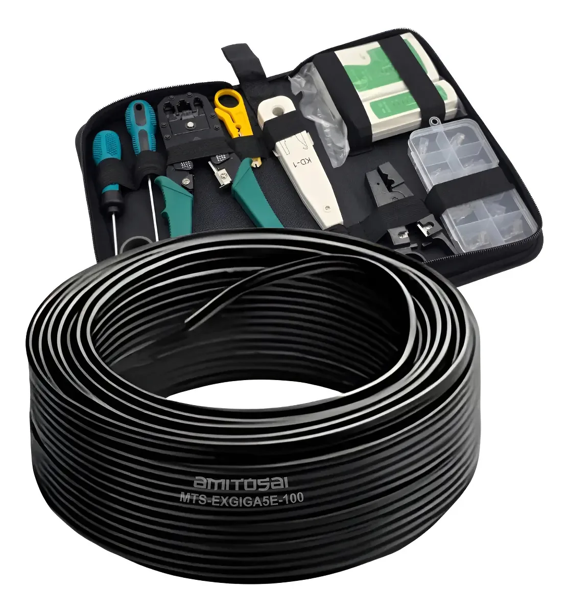 Cabo de rede combinado MTS-ExtGiga5E 100m e kit de ferramentas