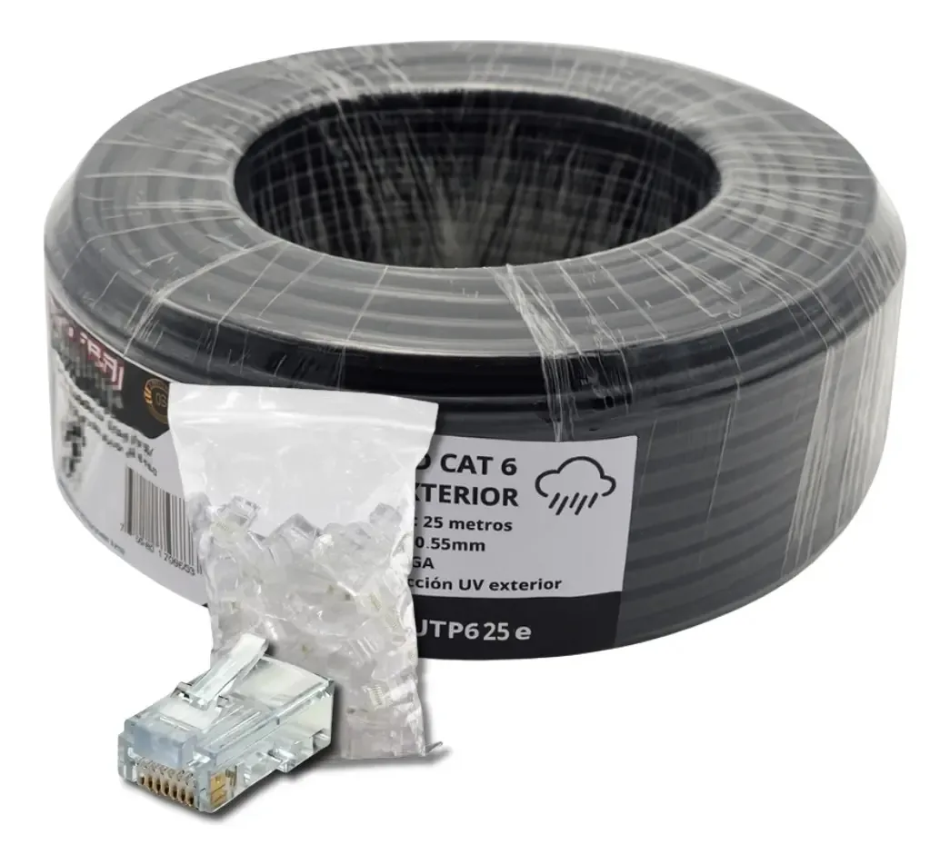 Combinação de cabos de rede UTP625e + 100 chips Rj45 Amitosai