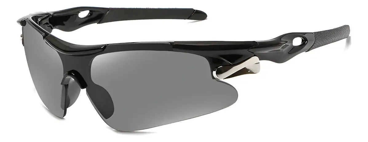 Óculos de sol esportivos, ciclismo, proteção UV400, lente cinza escuro, moldura preta