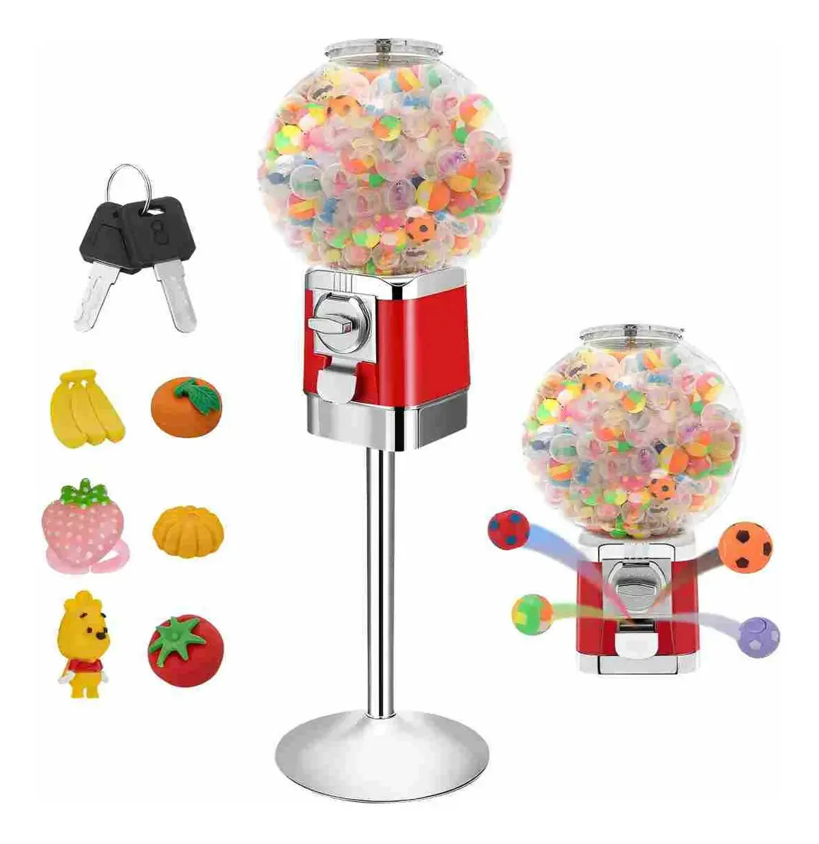 Máquina De Chicletes Vending Com Pedestal E 600 Cápsulas